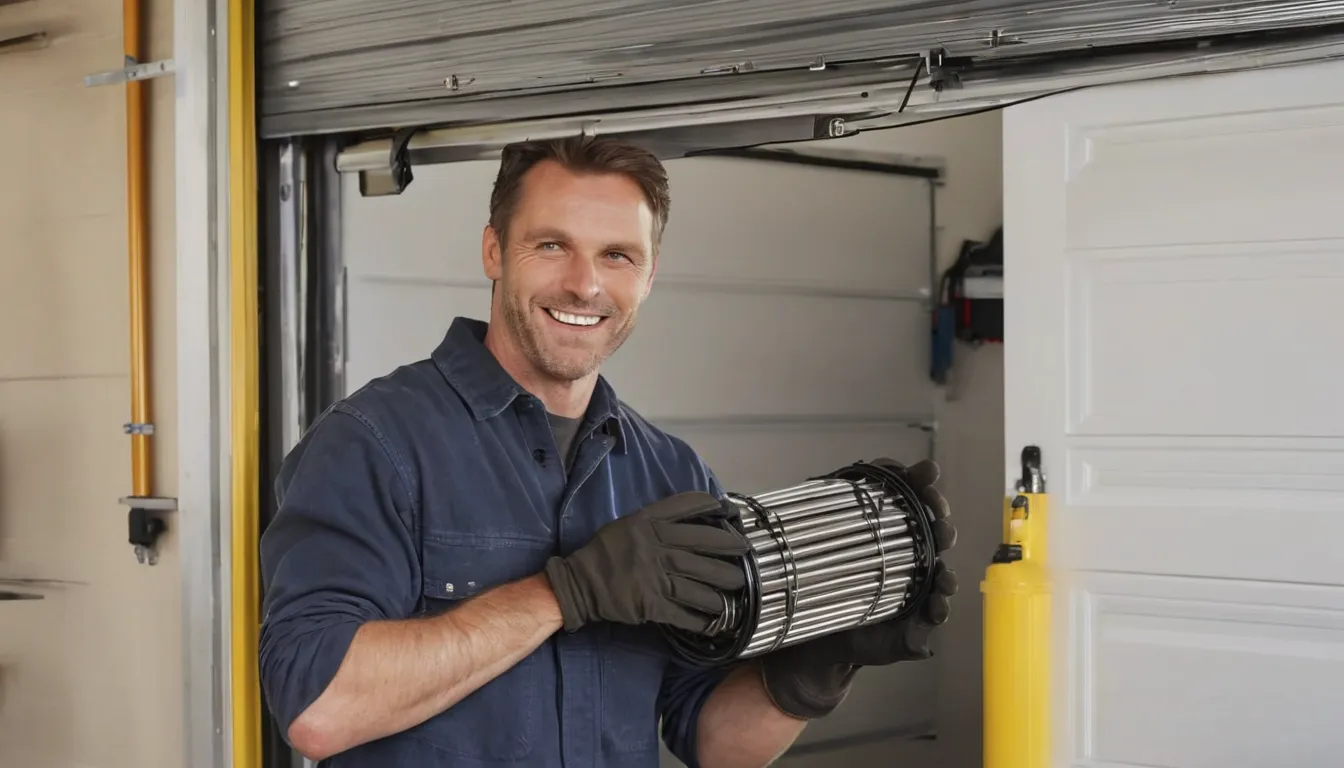 A garage door provider checking a spring on a home in the Tacoma area